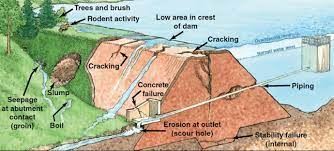 Các sự cố và hư hỏng thường gặp ở đập đất đá